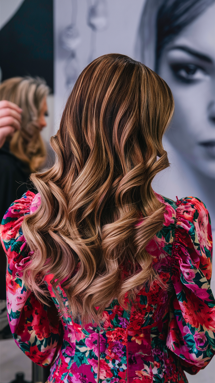 Elegant rose gold curls with volume