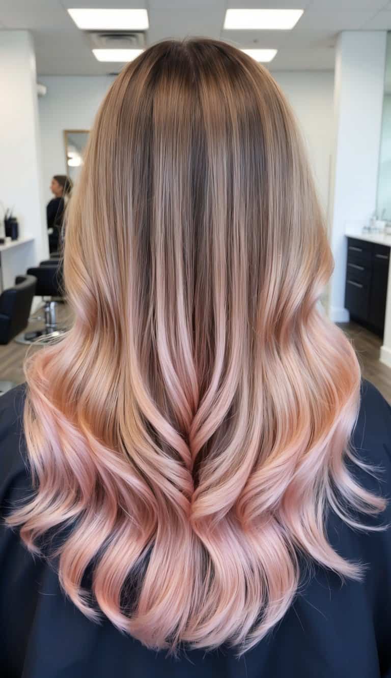 Soft gradient rose gold waves