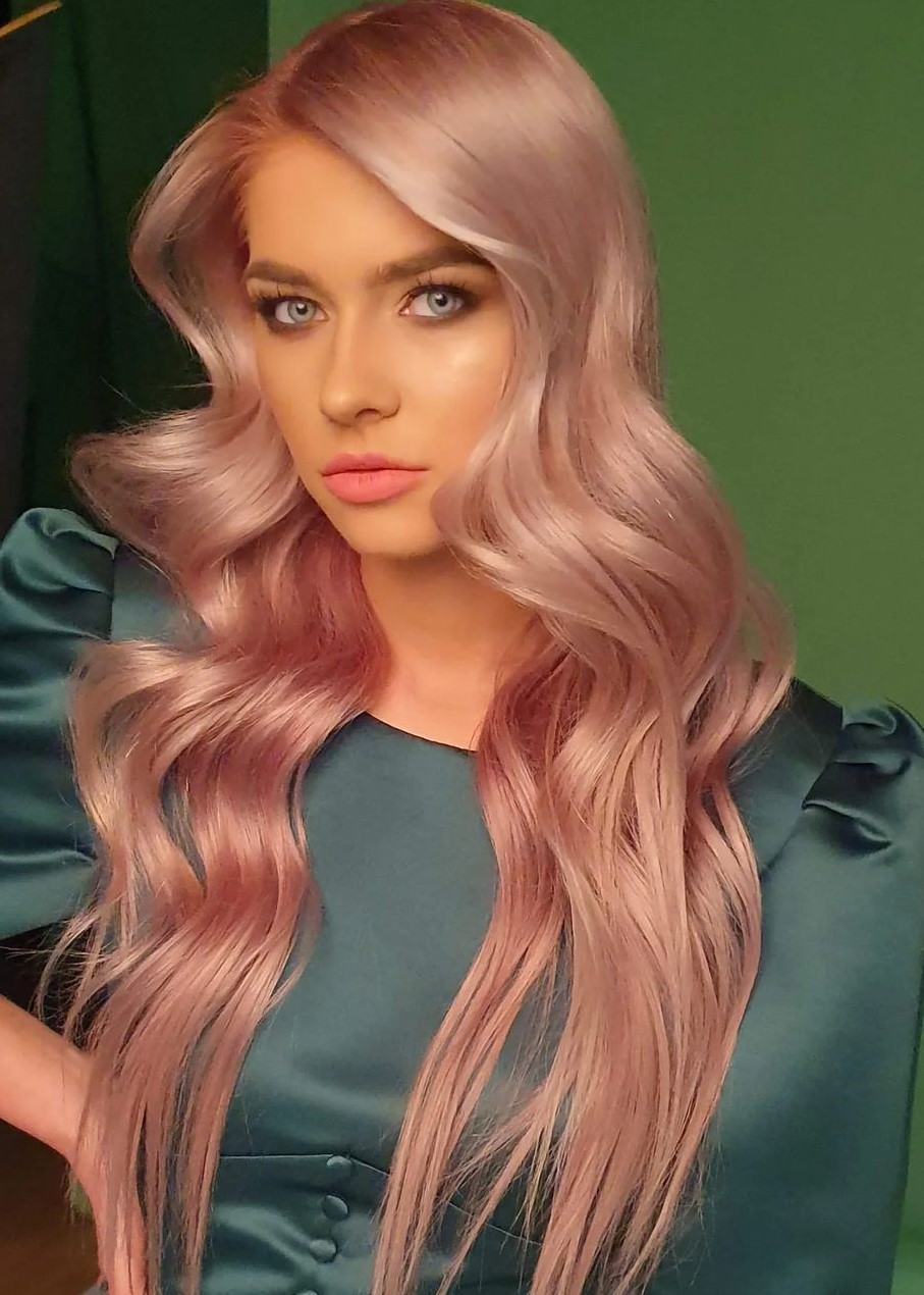Soft platinum rose waves with shine
