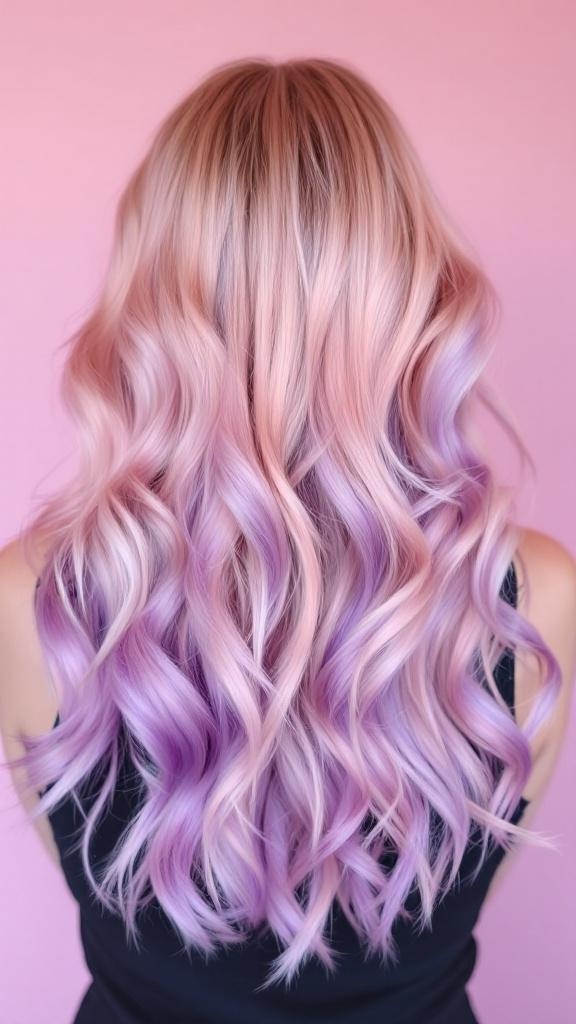 Lavender and rose gold ombre waves