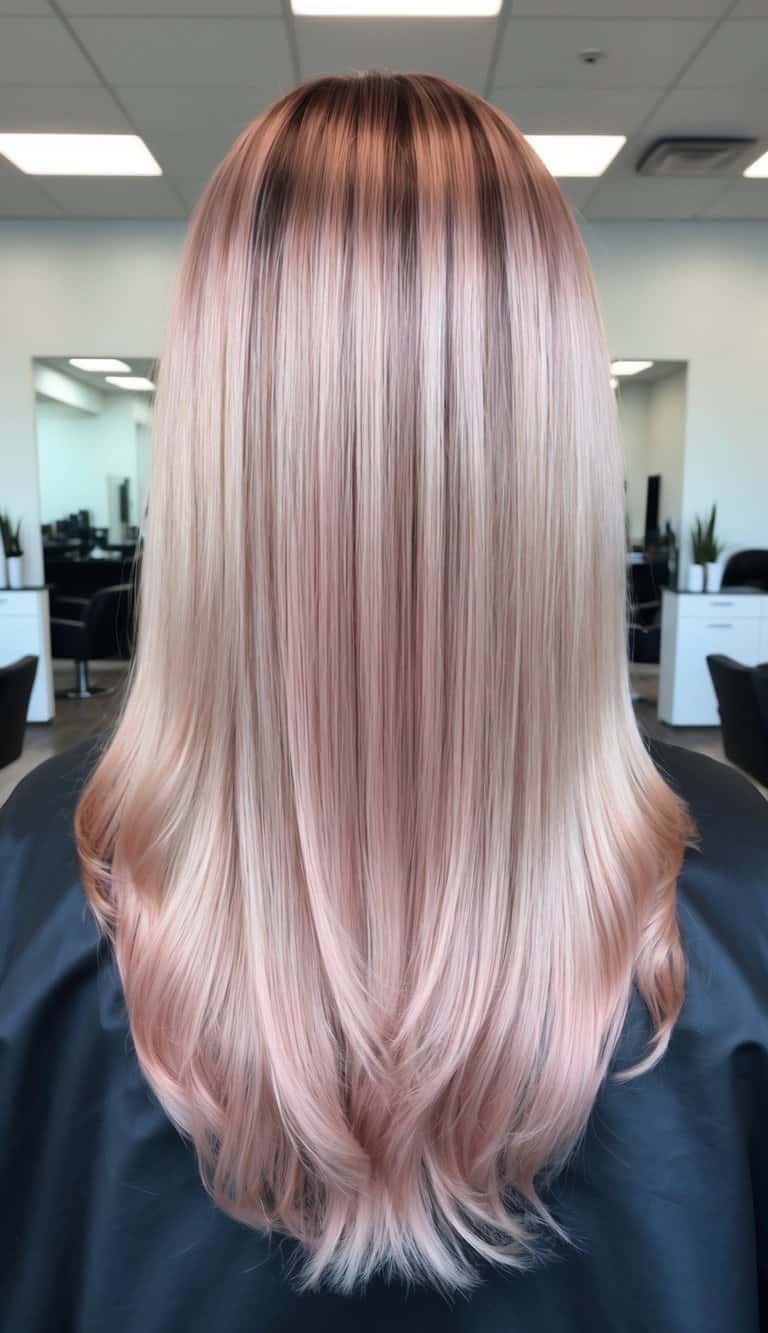 Sleek rose gold layers with shine