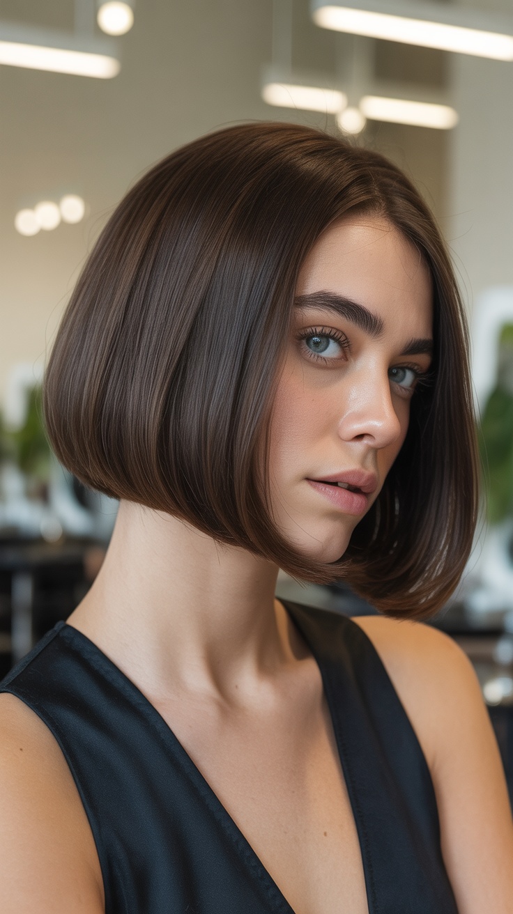 Sleek blunt bob with sharp edges