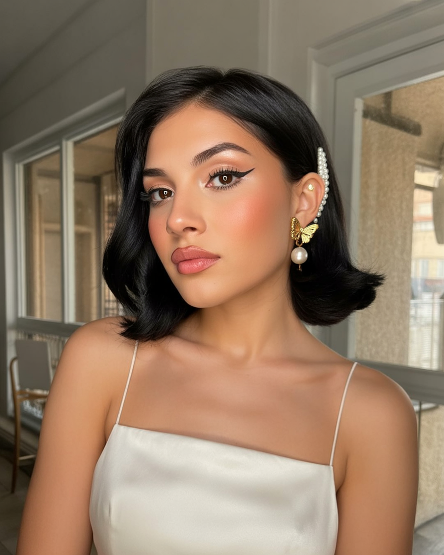 Elegant side-parted bob with a classic finish