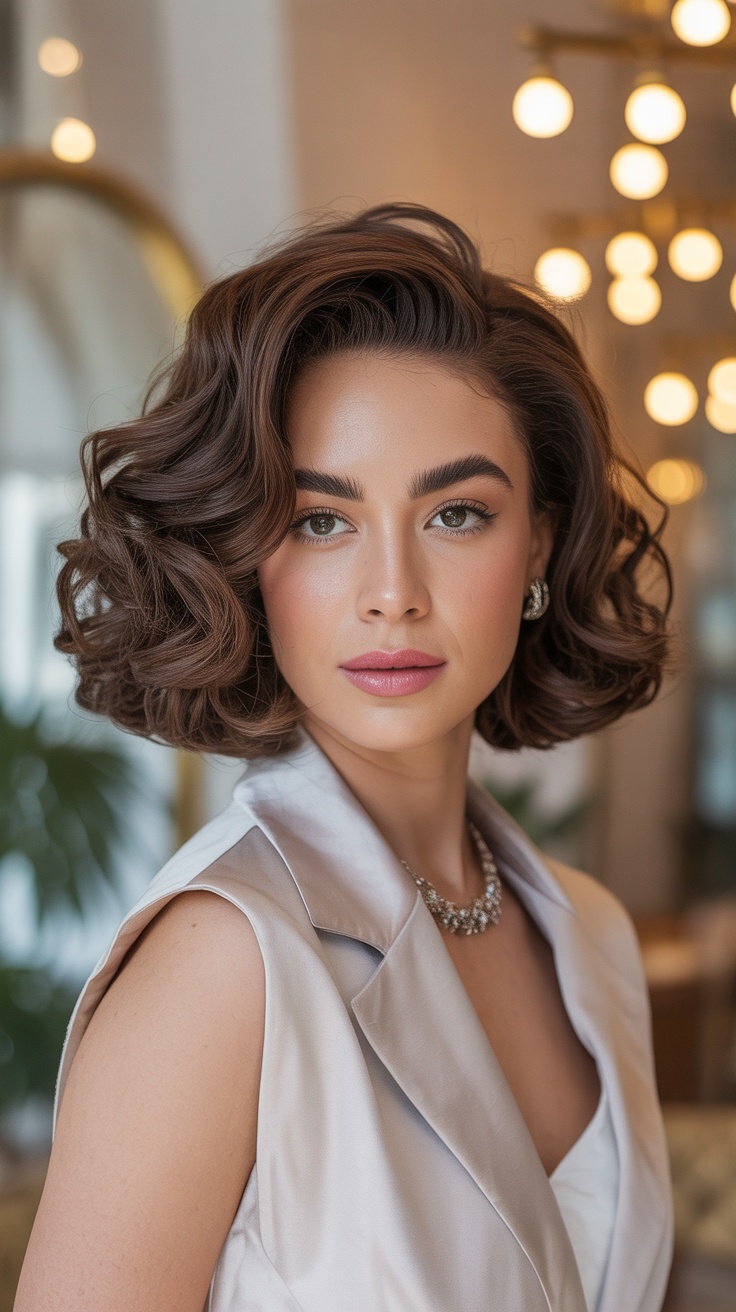 Glamorous wavy bob with retro volume