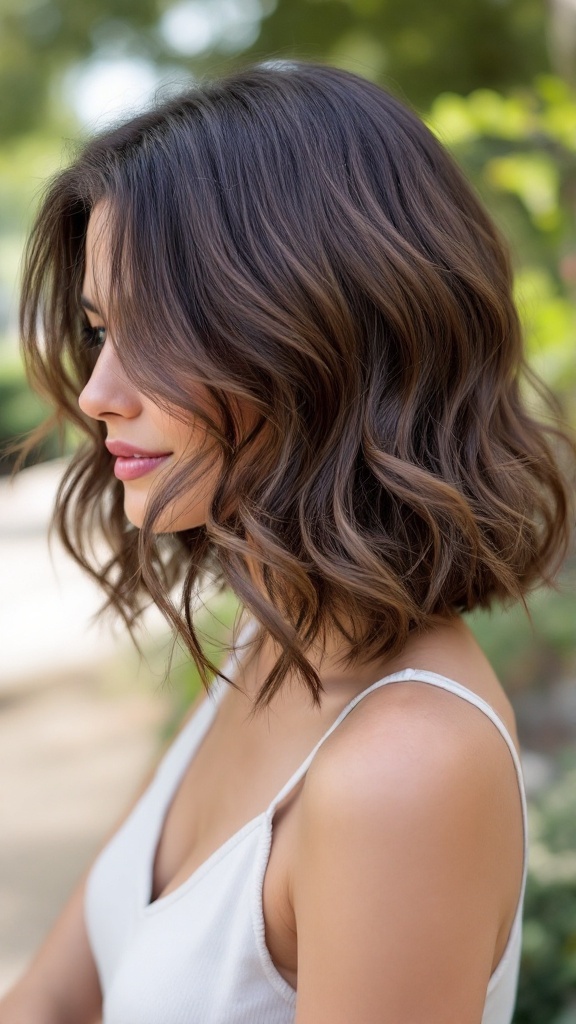 Textured bob with natural waves and movement