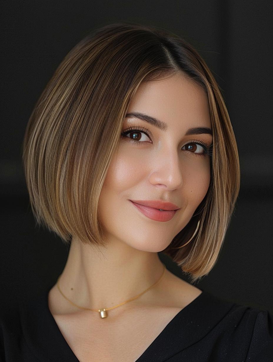 Subtle balayage bob with soft highlights