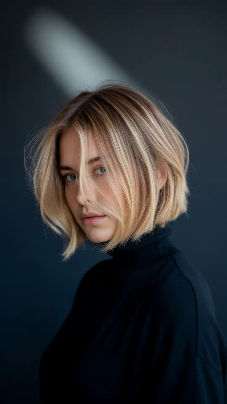 Soft tousled bob with natural waves