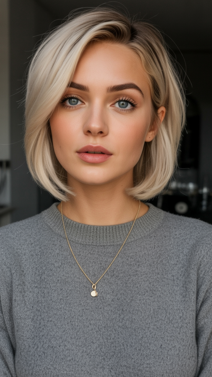 Classic platinum bob with sleek finish