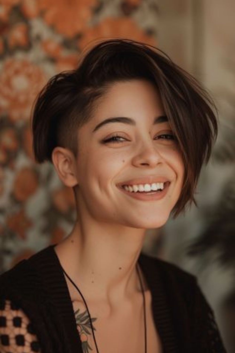 Edgy undercut bob with side sweep