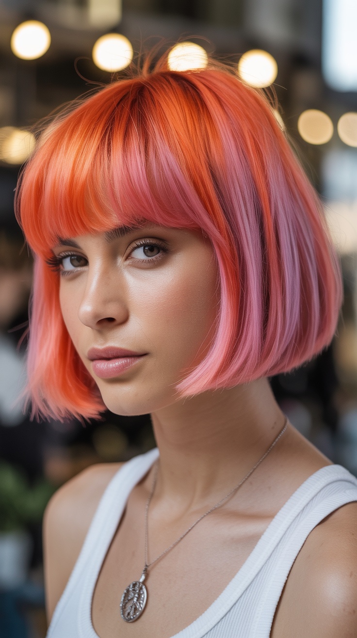Vibrant bob with bold orange color
