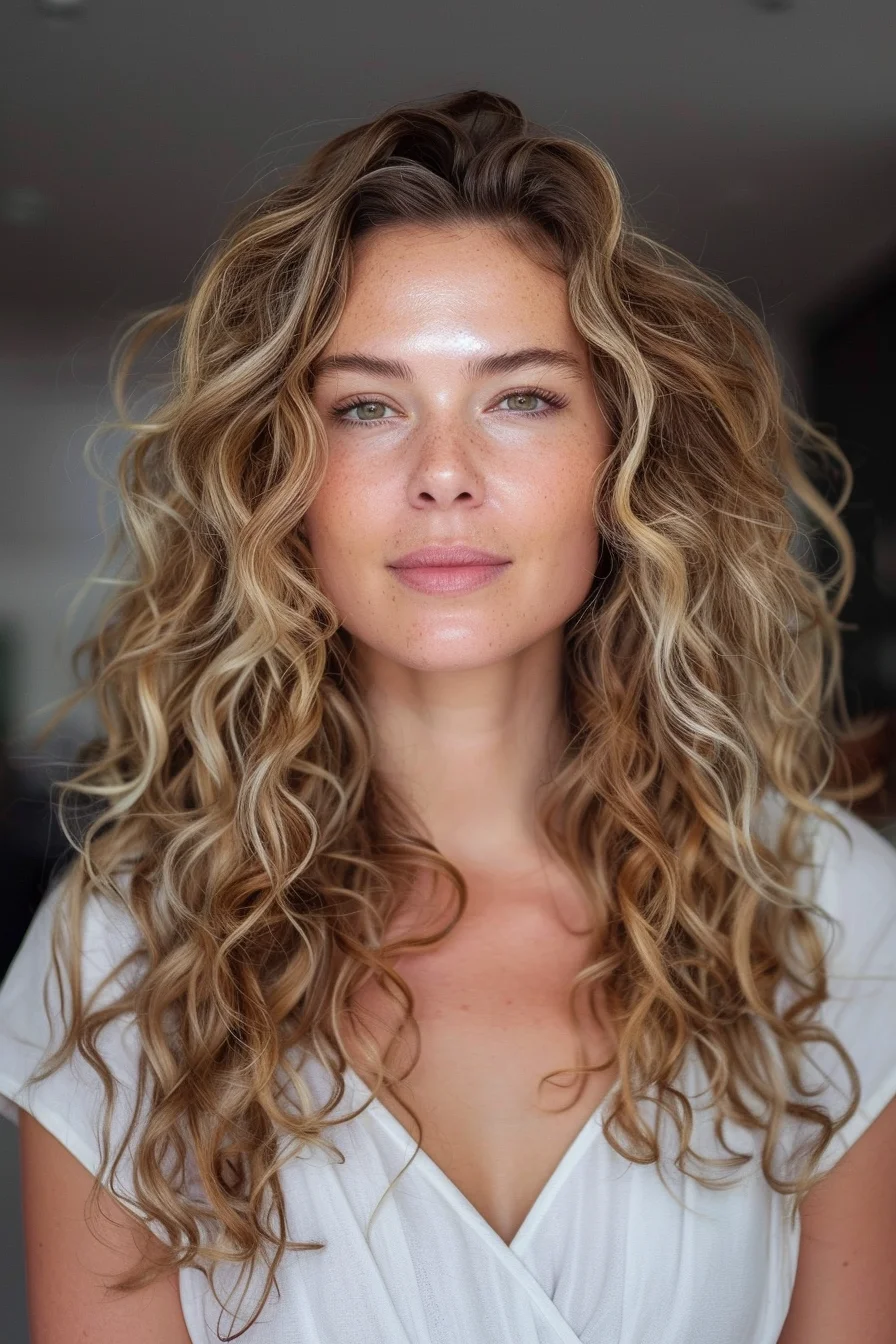 Long soft waves with balayage, natural and radiant