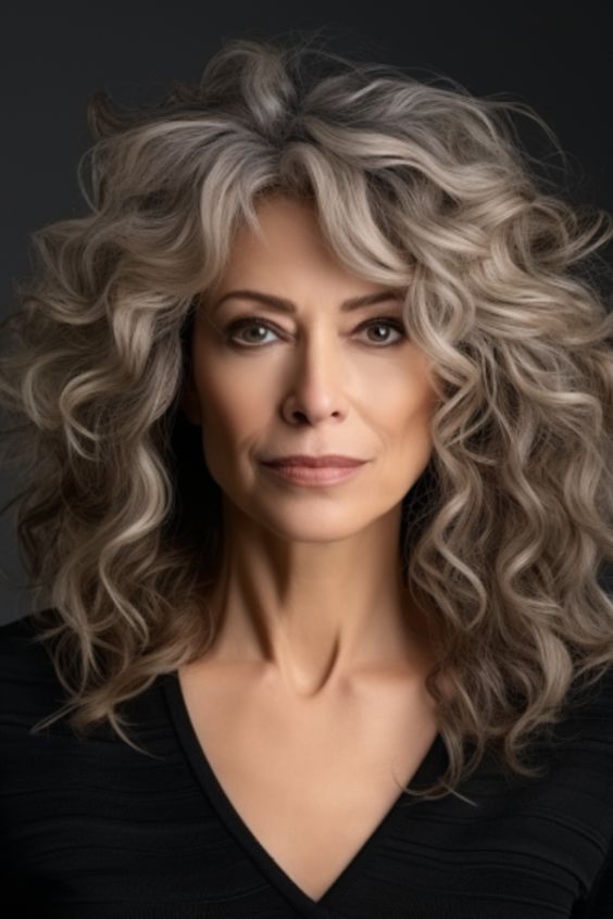 Silver curls, voluminous and elegant