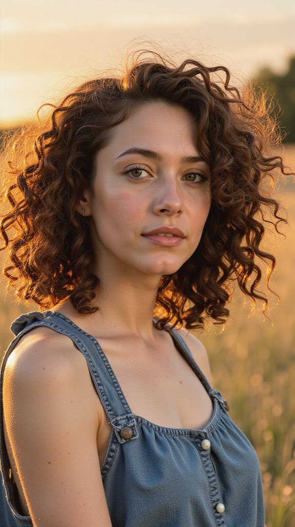 Natural brunette curls, effortless and airy