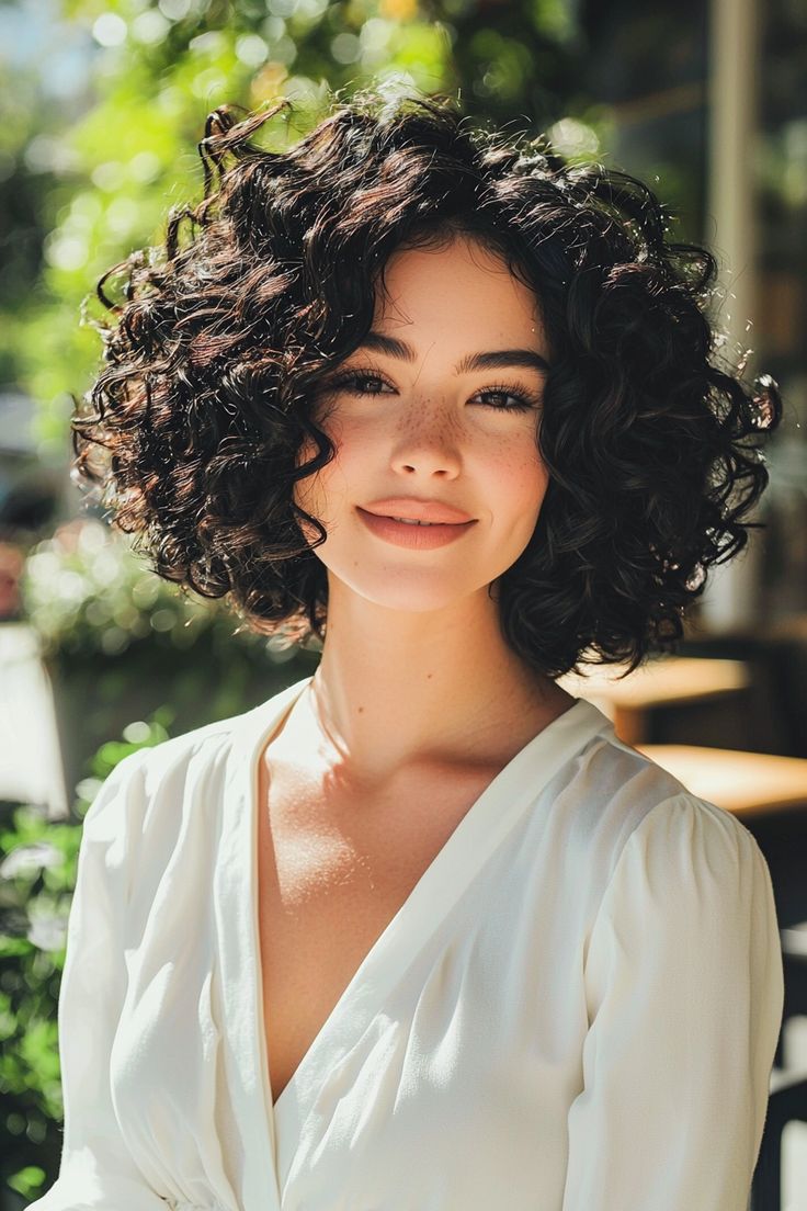 Chic curly bob, defined and stylish