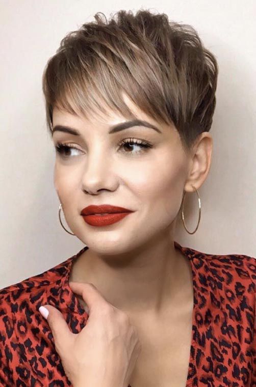 Sleek pixie cut with asymmetrical bangs