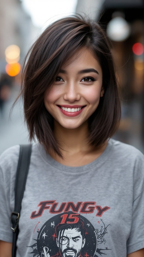 Effortless long bob with side part and natural shine