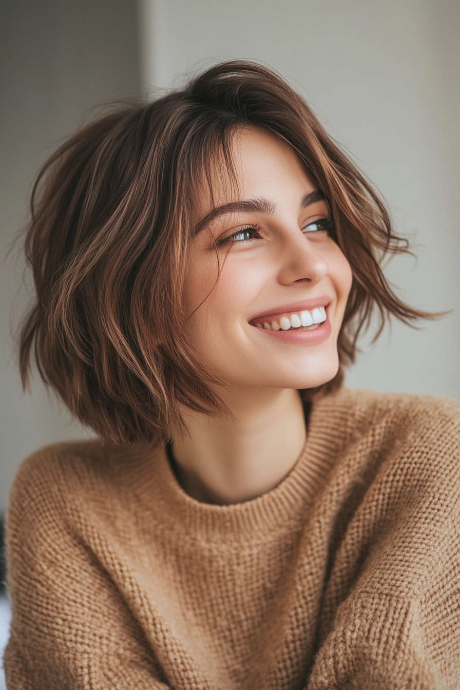Casual tousled bob with texture and volume
