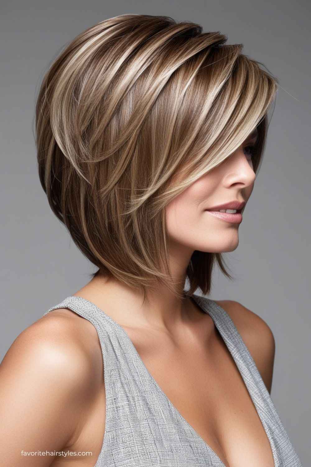 Sophisticated layered bob with dimension