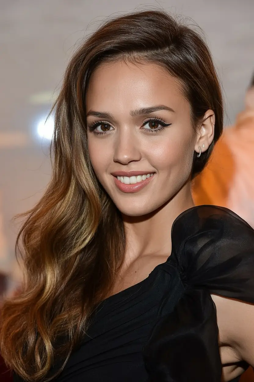 Effortless elegance side part with soft waves