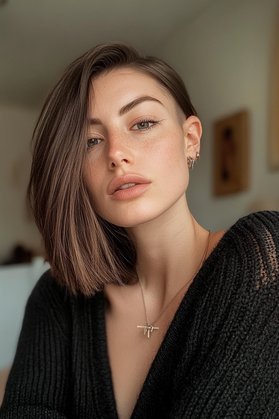 Chic side part bob with sleek finish