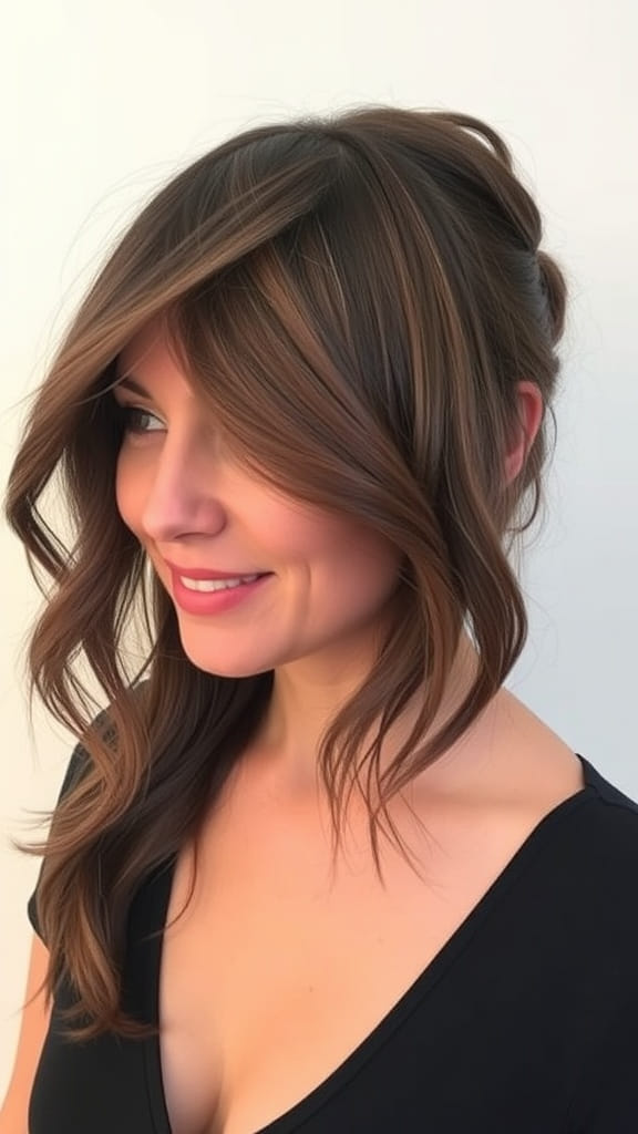 Romantic side part with loose curls and volume