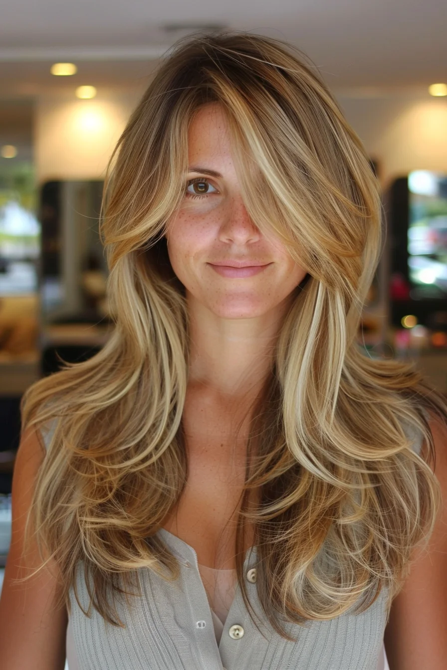 Layered side part with natural waves