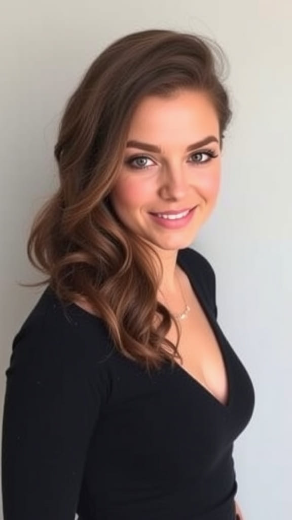 Soft curls side part with volume