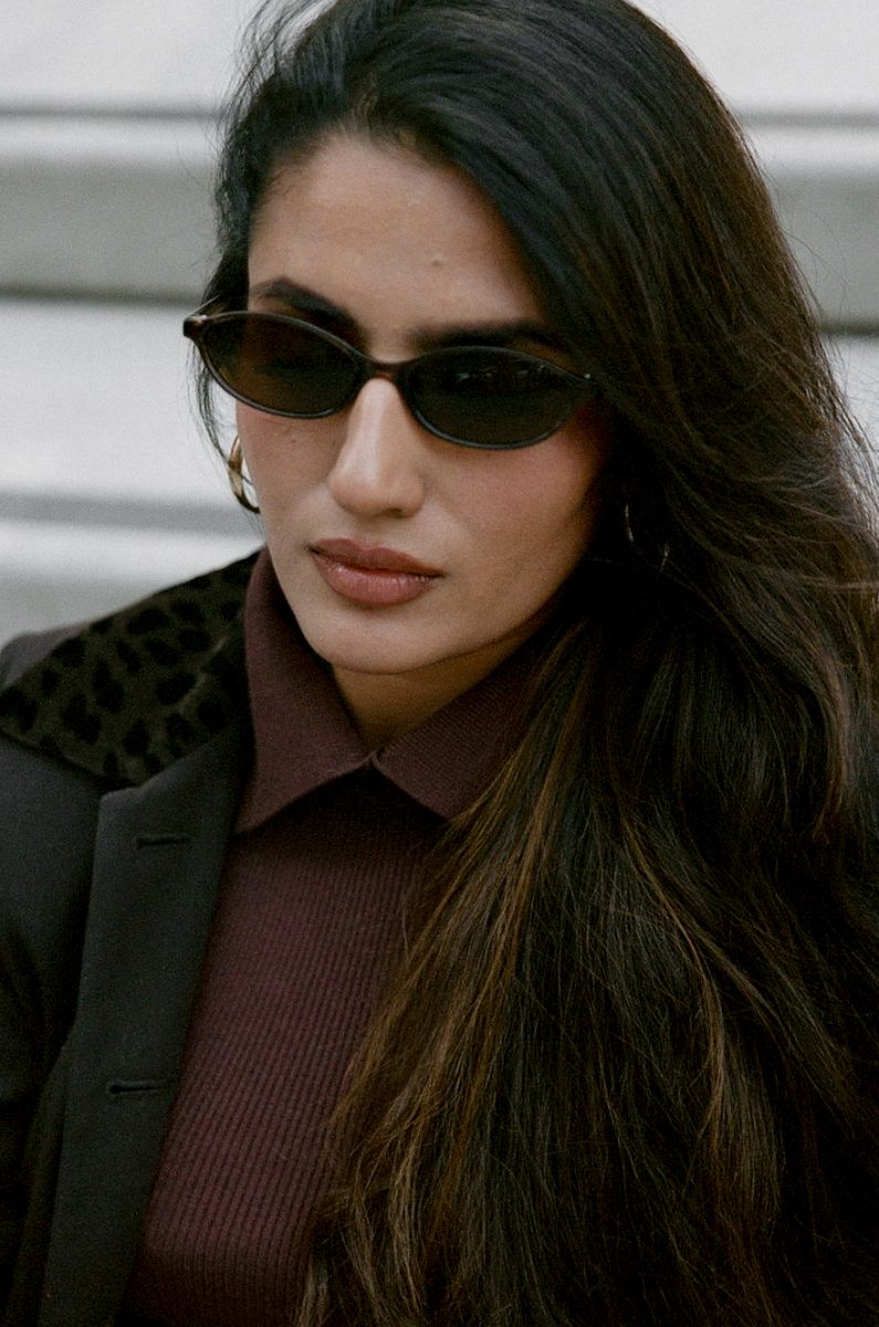 Long sleek hair with subtle side part