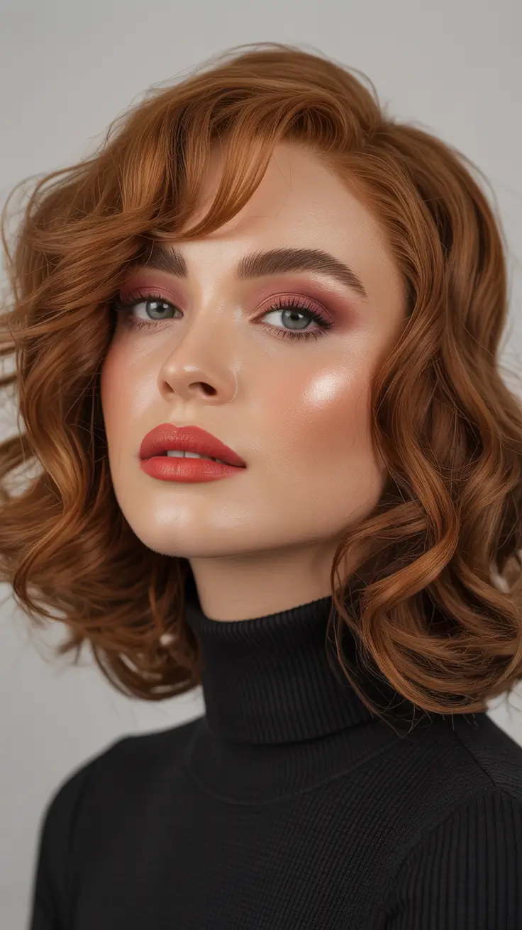 Wavy lob with voluminous curls