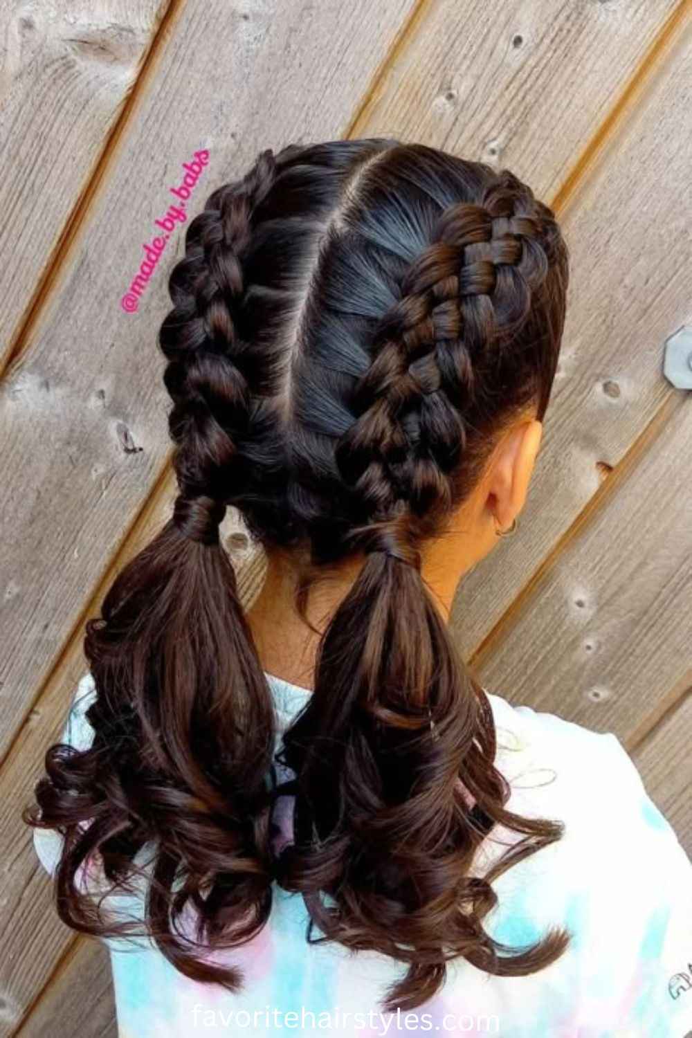 Double braided pigtails with curls