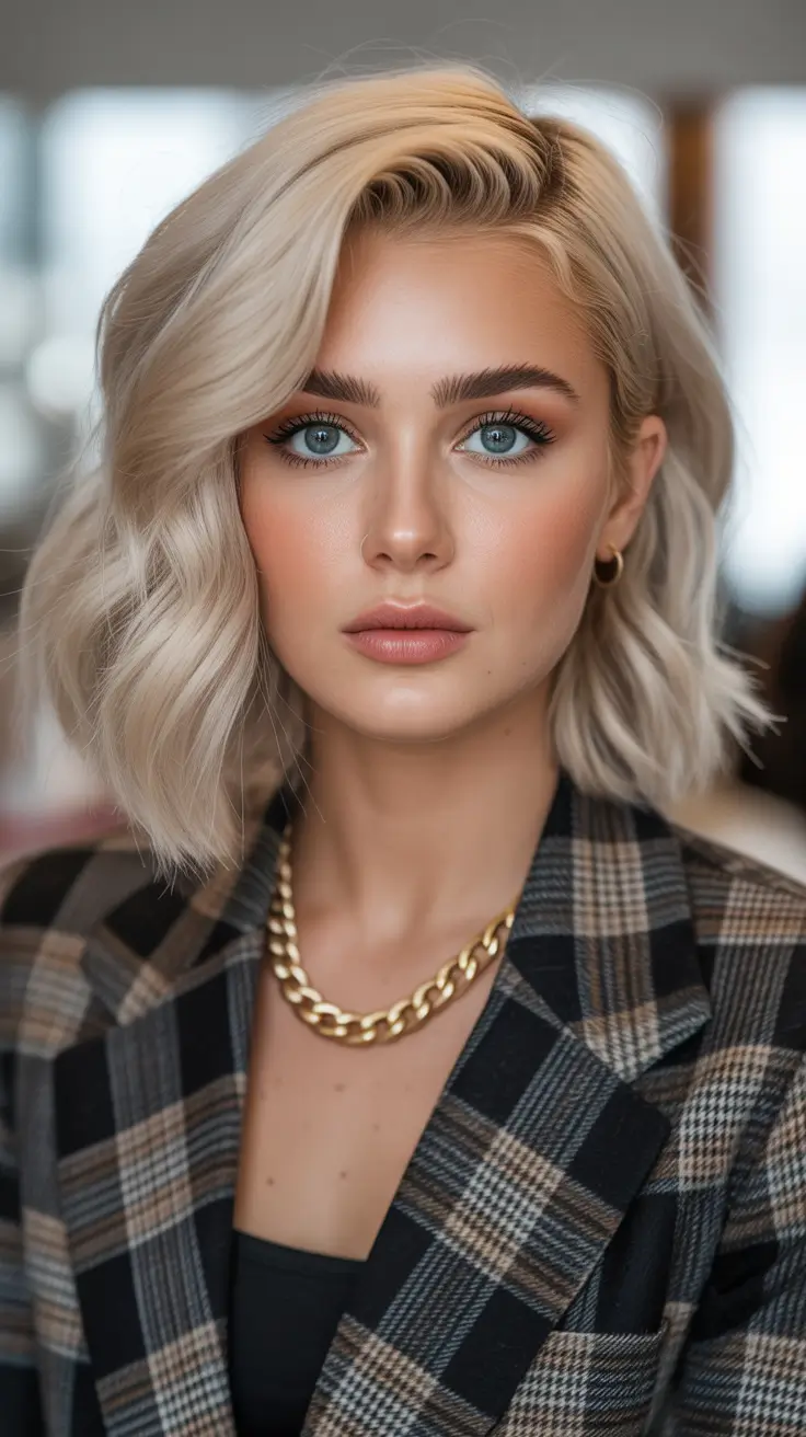 Blonde bob with textured waves