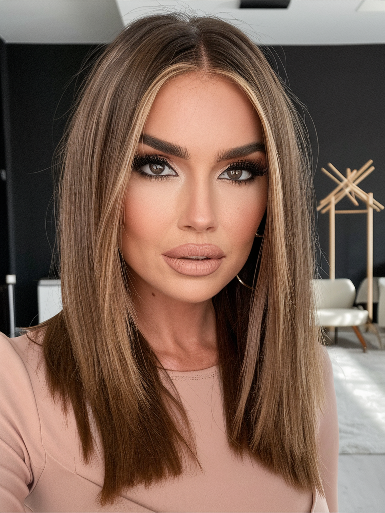 Bold blonde highlights, Pinterest-style, sleek chic design, hair trends 2026.