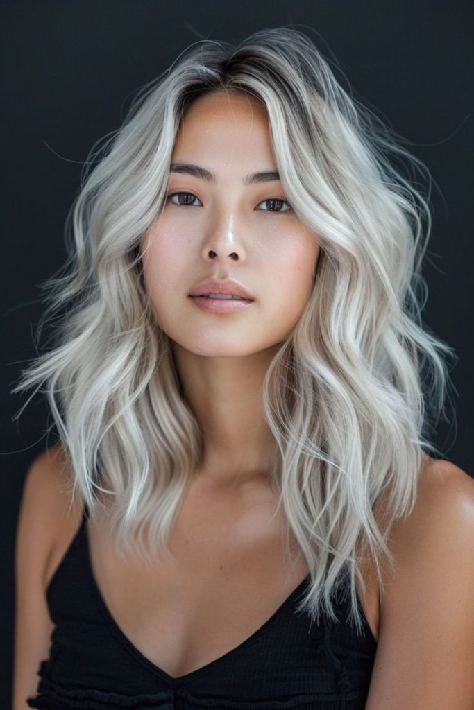 Platinum waves, icy elegance, modern chic