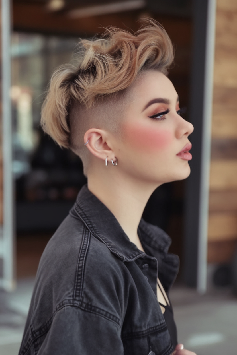 Bold undercut with voluminous top, edgy and stylish, modern haircut