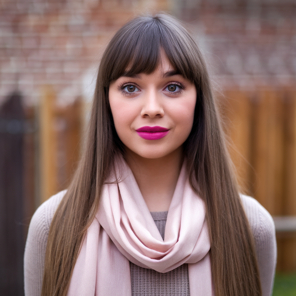 Classic long hair with bangs, timeless style, Pinterest hair trends