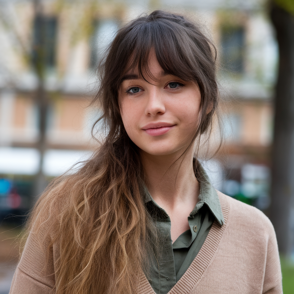 Casual updo with bangs, relaxed and stylish, spring hair trend