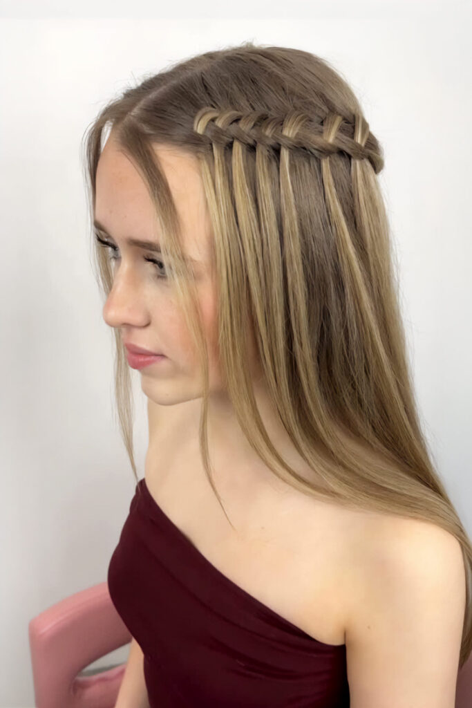 Waterfall braid, elegant spring hairstyle