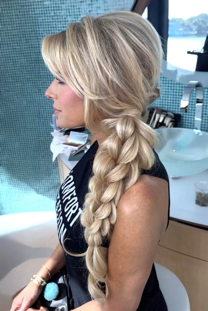 Voluminous side braid, bold spring hairstyle