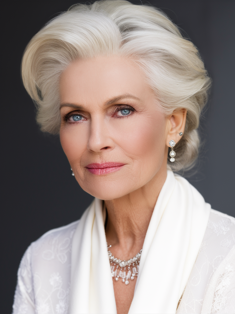 Elegant silver waves, sophisticated spring hairstyle