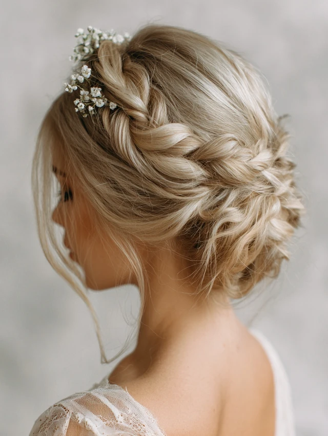 Bohemian braided updo, romantic spring hairstyle