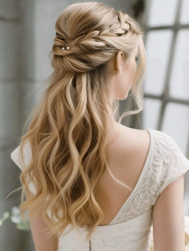 Romantic twisted waves with delicate twists, bridal hairstyle inspiration