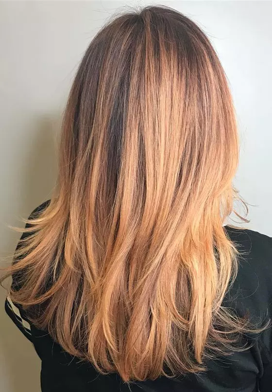 Medium-length hair with honey balayage highlights