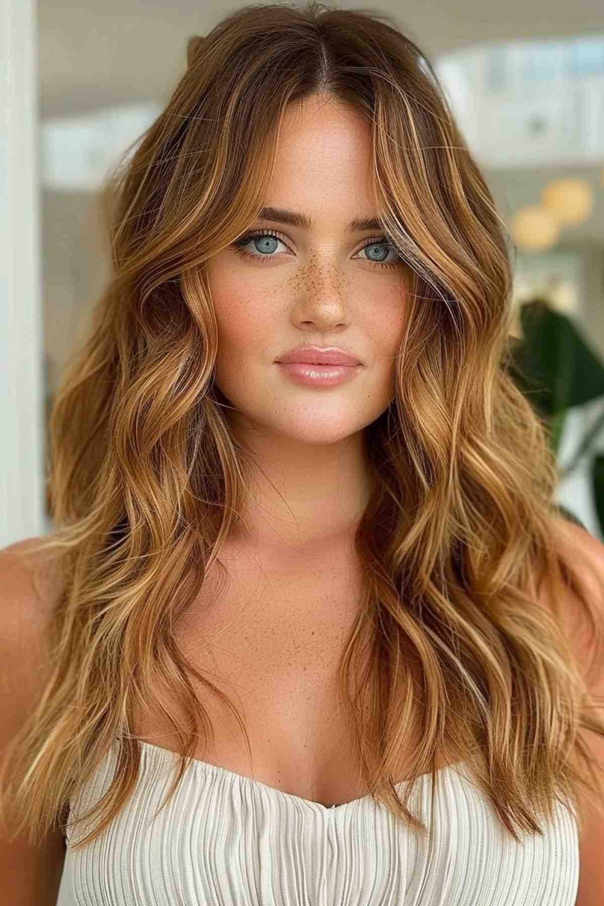 Rich auburn highlights with strawberry blonde base