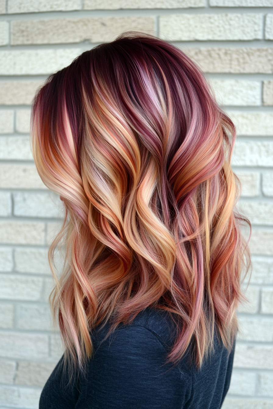 Bold multi-tonal waves in strawberry blonde