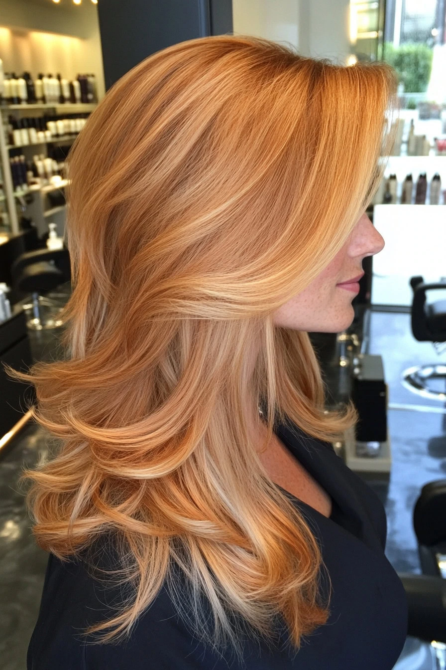 Classic strawberry blonde layers with volume