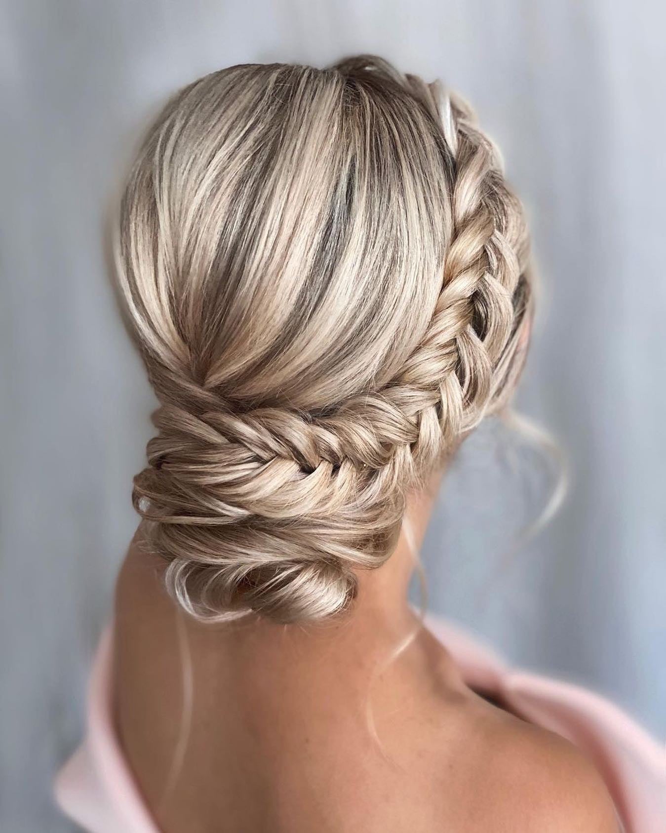 Blonde updo with intricate braids