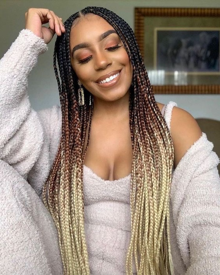 Ombre twist braids flowing down