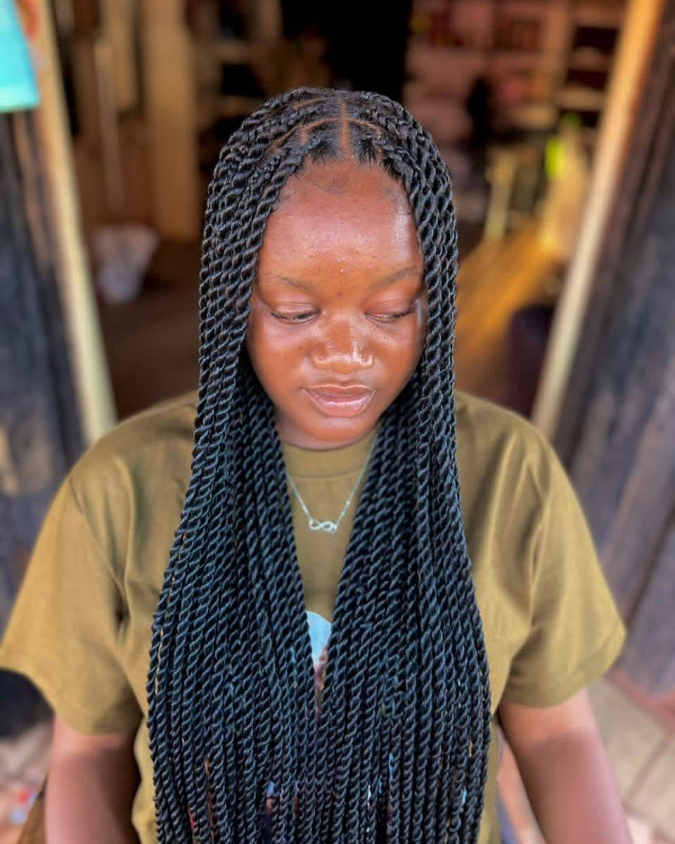 Neat twist braids with defined ends