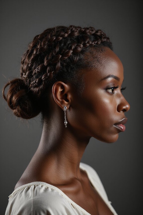 Elegant braided updo with sleek finish