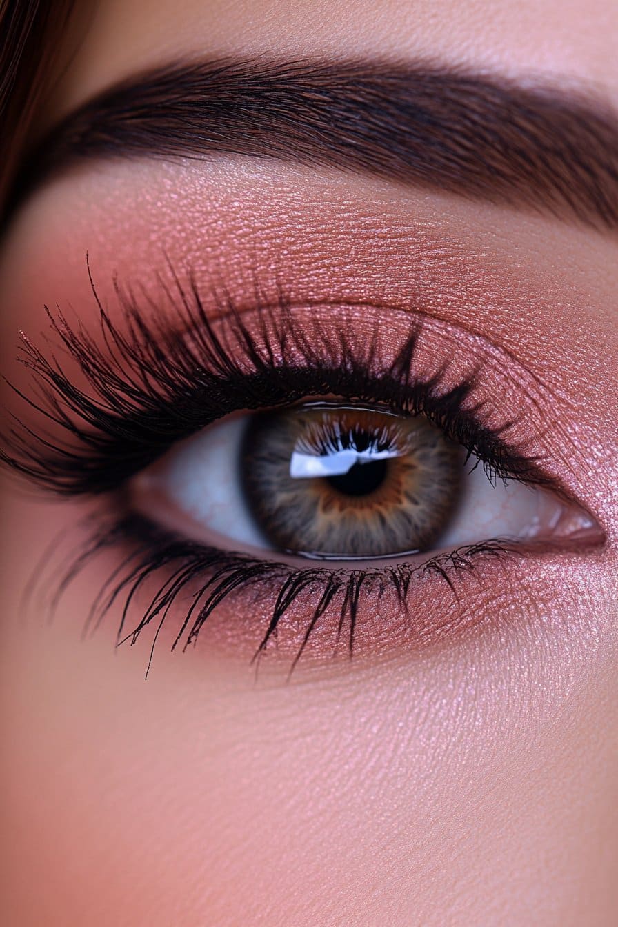 Softly defined eye makeup with natural tones